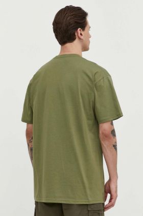 Vans tricou din bumbac barbati, culoarea verde, cu imprimeu