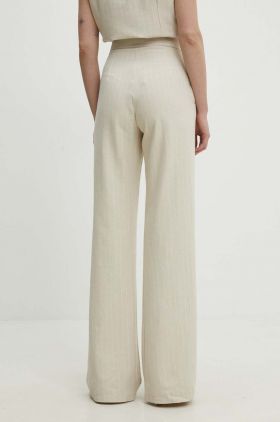 Answear Lab pantaloni femei, culoarea bej, drept, high waist