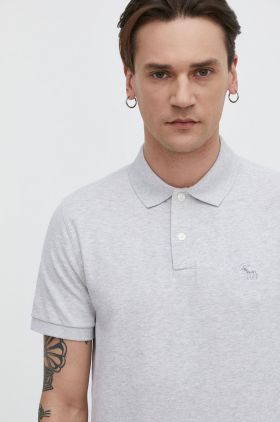 Abercrombie & Fitch tricou polo barbati, culoarea gri, melanj