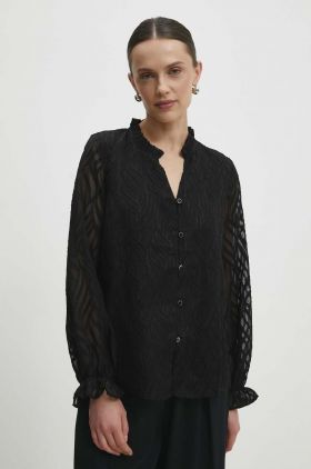 Answear Lab camasa femei, culoarea negru, regular