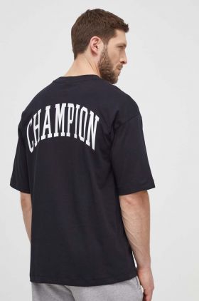 Champion tricou din bumbac barbati, culoarea negru, cu imprimeu, 219855