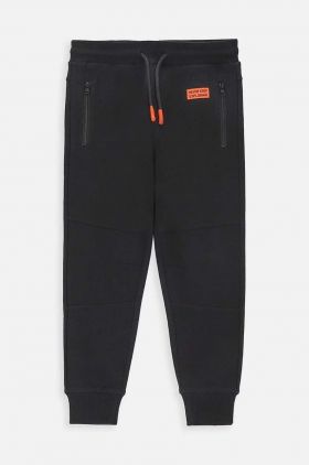 Coccodrillo pantaloni de trening din bumbac pentru copii culoarea negru, neted