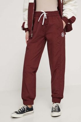 Converse pantaloni de trening culoarea bordo, neted