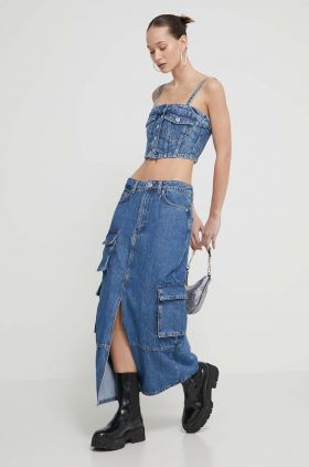 HUGO Blue fustă din denim midi, creion 50513708