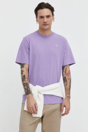 Superdry tricou din bumbac barbati, culoarea violet, cu imprimeu