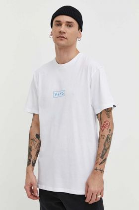 Vans tricou din bumbac barbati, culoarea alb, cu imprimeu