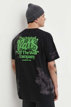 Vans tricou din bumbac barbati, culoarea negru, cu imprimeu