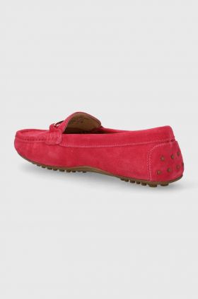 Wojas mocasini din piele intoarsa femei, culoarea roz, cu toc plat, 4621065