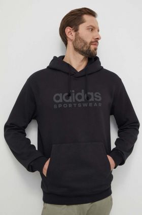 adidas bluza barbati, culoarea negru, cu glugă, cu imprimeu, IW1202