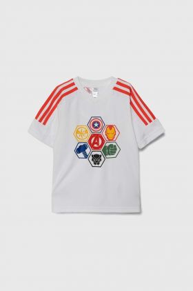 adidas tricou copii x Marvel culoarea alb, cu imprimeu