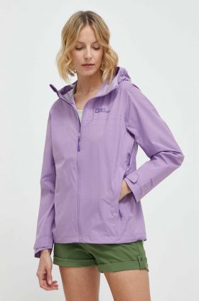 Jack Wolfskin geaca de ploaie Elsberg 2.5L femei, culoarea violet