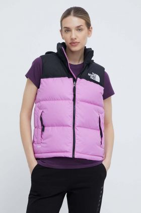 The North Face vesta de puf 1996 RETRO NUPTSE VEST femei, culoarea violet, de iarna, NF0A3XEPQIX1