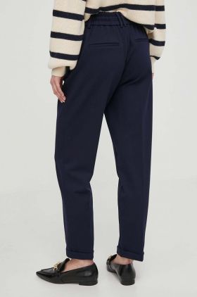 United Colors of Benetton pantaloni femei, culoarea albastru marin, drept, high waist