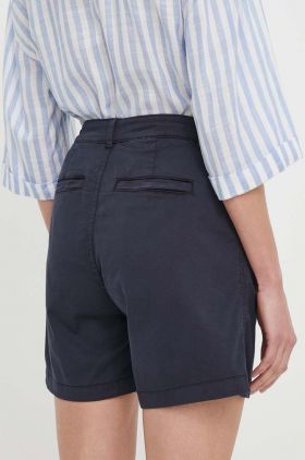 Pepe Jeans pantaloni scurti femei, culoarea albastru marin, neted, high waist