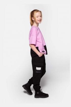 Coccodrillo pantaloni copii culoarea negru, cu imprimeu