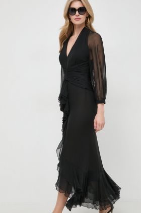 Luisa Spagnoli rochie culoarea negru, midi, evazati