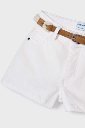 Mayoral pantaloni scurti copii culoarea alb, neted