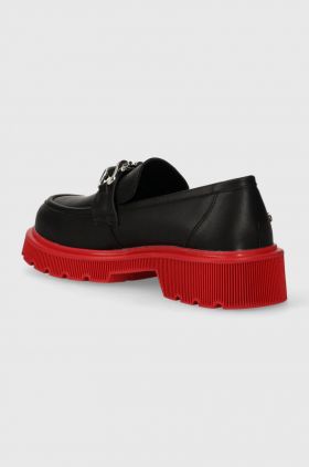 GOE mocasini de piele femei, culoarea negru, cu platforma