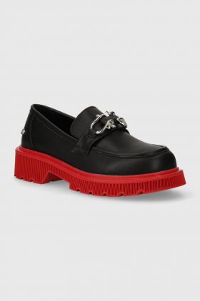 GOE mocasini de piele femei, culoarea negru, cu platforma