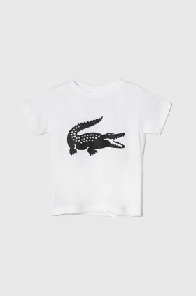 Lacoste tricou copii culoarea alb, cu imprimeu