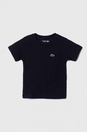 Lacoste tricou copii culoarea albastru marin, neted