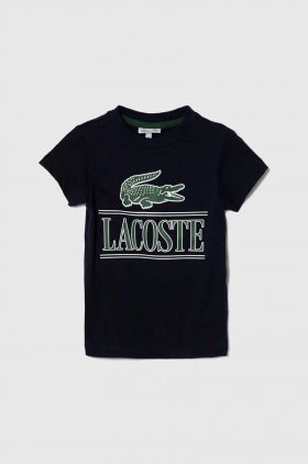 Lacoste tricou de bumbac pentru copii culoarea albastru marin, cu imprimeu