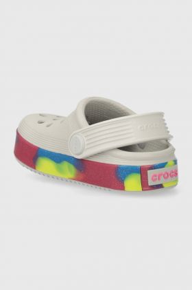 Crocs slapi copii OFF COURT GLITTER BAND CLOG culoarea gri