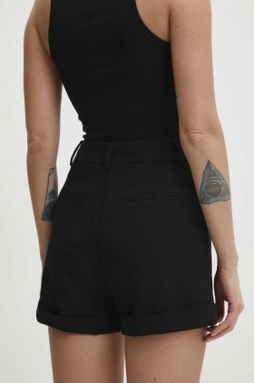 Answear Lab pantaloni scurti femei, culoarea negru, neted, high waist