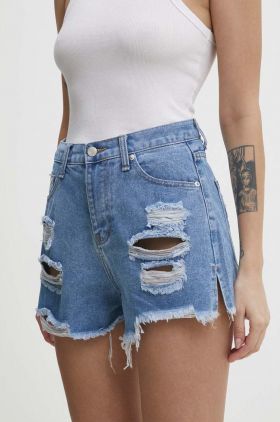 Answear Lab pantaloni scurti jeans femei, neted, high waist