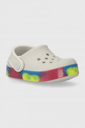 Crocs slapi copii OFF COURT GLITTER BAND CLOG culoarea gri