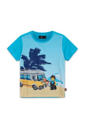 Lego tricou de bumbac pentru copii culoarea turcoaz, cu imprimeu