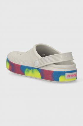 Crocs slapi copii OFF COURT GLITTER BAND CLOG culoarea gri