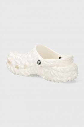 Crocs papuci Classic Geometric Clog culoarea alb, 209563