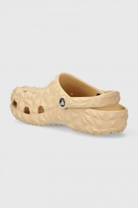 Crocs papuci Classic Geometric Clog culoarea bej, 209563