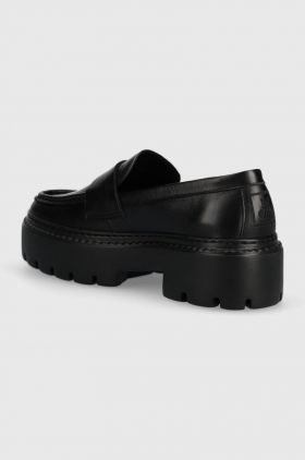 Marc O'Polo mocasini de piele femei, culoarea negru, cu platforma, 40118203201100 NN2M3071