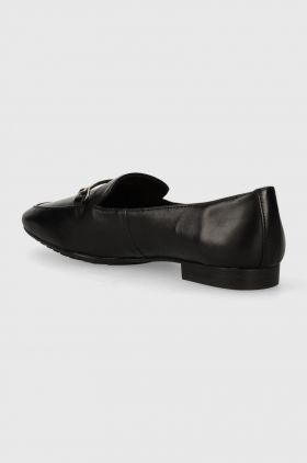 Aldo mocasini de piele HARRIOT femei, culoarea negru, cu toc plat