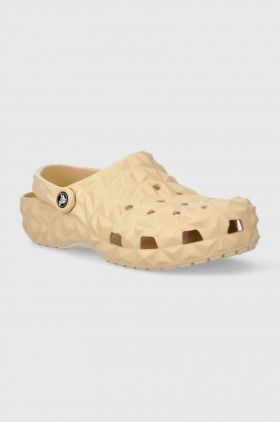 Crocs papuci Classic Geometric Clog culoarea bej, 209563