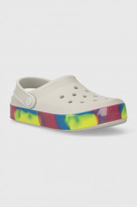 Crocs slapi copii OFF COURT GLITTER BAND CLOG culoarea gri