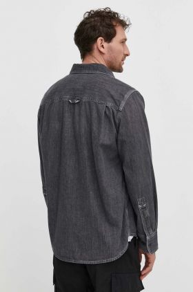 G-Star Raw camasa jeans barbati, culoarea gri, cu guler clasic, regular