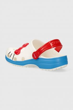 Crocs slapi copii HELLOITTY IAM CLASSIC CLOG culoarea alb