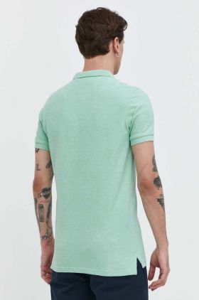 Superdry polo de bumbac culoarea turcoaz, neted