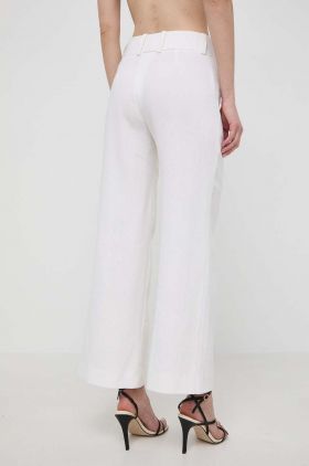 Luisa Spagnoli pantaloni din in culoarea bej, drept, high waist