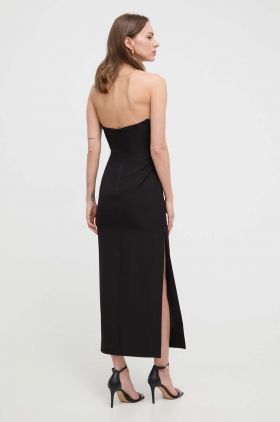 Bardot rochie culoarea negru, midi, mulata