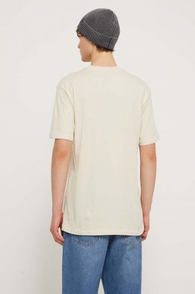 Quiksilver tricou din bumbac barbati, culoarea bej, cu imprimeu