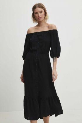 Answear Lab rochie culoarea negru, midi, evazati