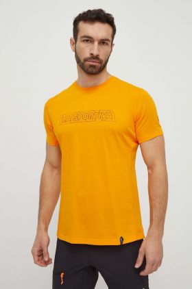 LA Sportiva tricou Outline barbati, culoarea portocaliu, cu imprimeu, F28102102