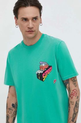 Superdry tricou din bumbac barbati, culoarea verde, cu imprimeu