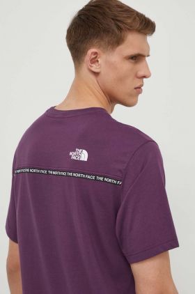 The North Face tricou din bumbac barbati, culoarea violet, cu imprimeu, NF0A87DDV6V1