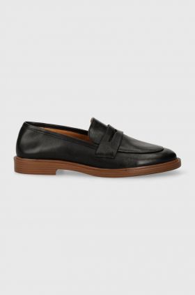 Medicine mocasini de piele femei, culoarea negru, cu platforma