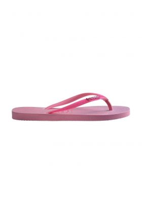 Havaianas slapi SLIM GLITTER IRIDESCENT femei, culoarea roz, cu toc plat, 4148922.1749